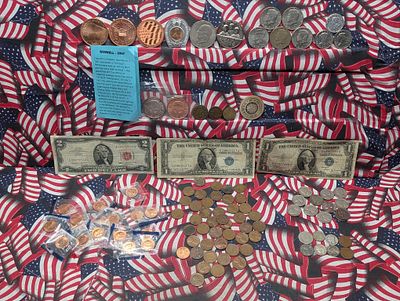 LARGE Grab Bag of Various Vintage & Modern U.S. Coins, Tokens & Currency - Includes Three 1 Oz. 