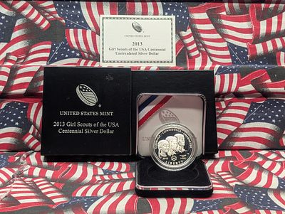 2013-W UNC Girl Scouts of the USA Centennial Commem 90% Silver Dollar in OGP w/ 