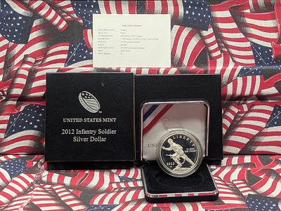 2012-W PROOF Infantry Soldier Commemorative Silver Dollar in OGP w/ COA Condition IMPORTANT 