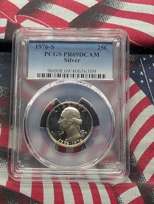 1976-S PROOF Washington Bicentennial Silver Quarter - PCGS PR69 DCAM Condition IMPORTANT NOTICE 