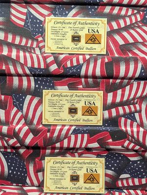 1/4th Grain Each 24k .9999 FINE GOLD Miniature Bullion Sealed in Display Card w/ COA (3 PCS). 1/4 