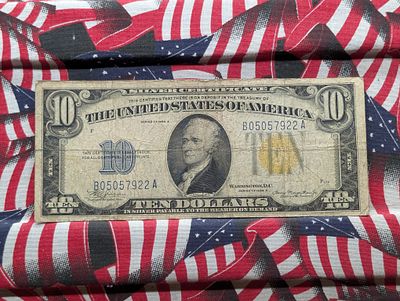 1934 A $10 Silver Certificate w/Yellow Seal North African Condition IMPORTANT NOTICE REGARDING 