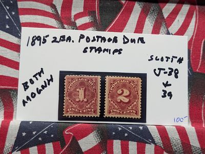 (2) 1895 Postage Due Stamps J38-39 MOGNH Condition PLEASE NOTE Some coins may have a grade on 