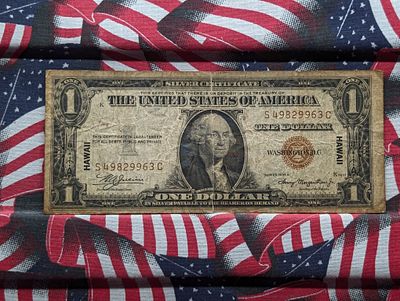 1935 A Series $1.00 Brown Seal Silver Certificate Hawaii Note Condition PLEASE NOTE Some coins 