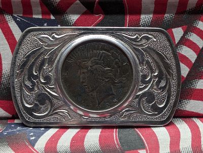 1935 Peace Silver Dollar Set in Nice Belt Buckle Condition PLEASE NOTE Some coins may have a 