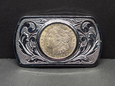 1921 Morgan Silver Dollar Set in Nice Belt Buckle Condition PLEASE NOTE Some coins may have a 