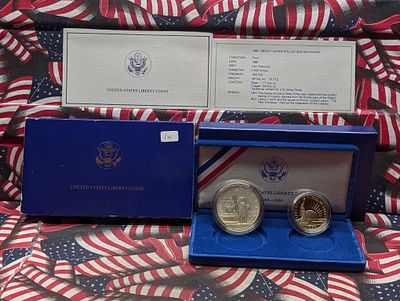 1986-S U.S. Liberty 2-Coin Proof Set in OGP with COA Condition PLEASE NOTE Some coins may have 