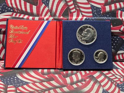1976-S U.S. Bicentennial 3-Coin Silver Proof Set in OGP - All Three Coins are 40% Silver 