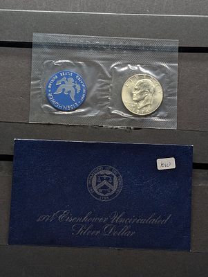 1974-S Eisenhower UNC Silver Dollar in OGP - 40% Silver. 1974-S Eisenhower UNC Silver Dollar in 