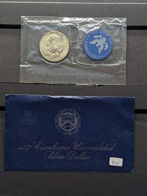 1973-S Eisenhower UNC Silver Dollar in OGP - All Three Coins are 40% Silver Condition PLEASE 