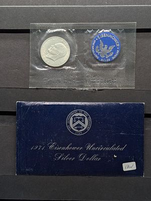 1971-S Eisenhower UNC Silver Dollar in OGP - All Three Coins are 40% Silver Condition PLEASE 