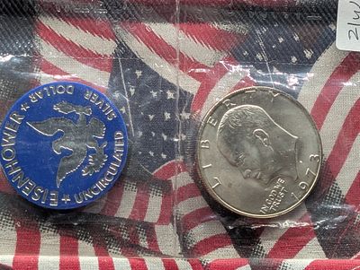 1973-S Eisenhower UNC Silver Dollar in OGP - 40% Silver Condition PLEASE NOTE Some coins may 