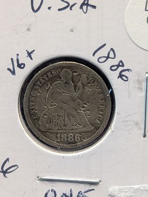 1886 Silver Seated Liberty Dime - 140 Years Old! Condition PLEASE NOTE Some coins may have a 