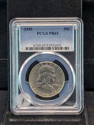 1959 Franklin Half Dollar, PCGS PR65 - 90% Silver Condition PLEASE NOTE Some coins may have a 