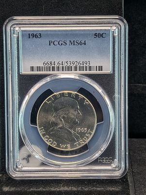 1963 Franklin Half Dollar, PCGS MS64 - 90% Silver Condition PLEASE NOTE Some coins may have a 