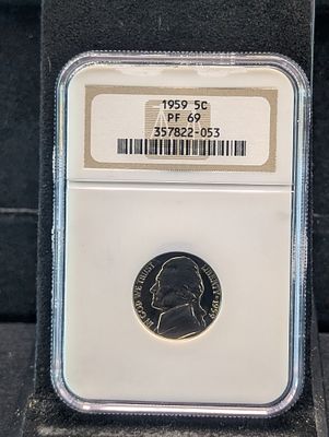 1959-P Jefferson Nickel, NGC PF 69 Condition PLEASE NOTE Some coins may have a grade on the 