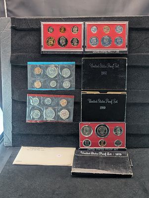 3- U.S. Proof Sets, 1979-S, 1980-S, 1982-S & 1972-P&D UNC. Set. 3- U.S. Proof Sets, 1979-S 