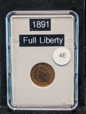 1891 Indian Head Cent, Full Liberty, Diamonds Condition PLEASE NOTE Some coins may have a grade 