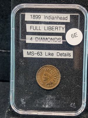 1899 Indian Head Cent, Full Liberty, 4 Diamonds, MS-63 Like Details Condition PLEASE NOTE Some 