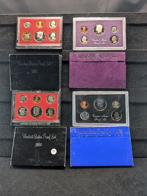 4-U.S. Proof Sets, 1980-S, 1982-S, 1983-S, 1984-S Condition PLEASE NOTE Some coins may have a 