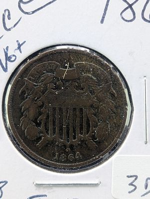 1864 Two Cent Piece - Civil War Era! Condition PLEASE NOTE Some coins may have a grade on the 