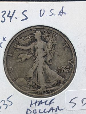 1934-S Silver Walking Liberty Half Dollar Condition PLEASE NOTE Some coins may have a grade on 