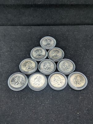 Ten P&D Statehood Washington Quarters - (4) 2004, (1) 2005, (1) 2006, (2) 2007, & (2) 2008. Ten 