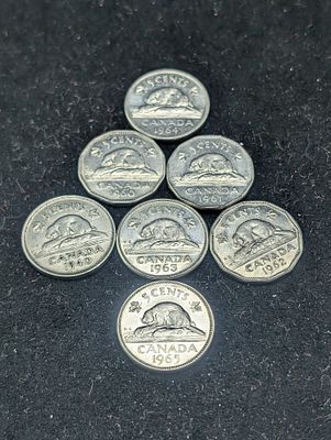 Seven Canadian Nickels - 1940, 1960, 1961, 1962, 1963, 1964, 1965 Condition PLEASE NOTE Some 