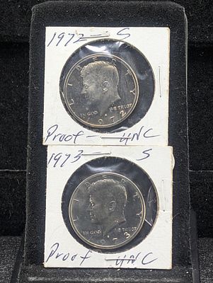 1972-S & 1973-S-Proof Kennedy Half Dollars. 1972-S &amp; 1973-S-Proof Kennedy Half 