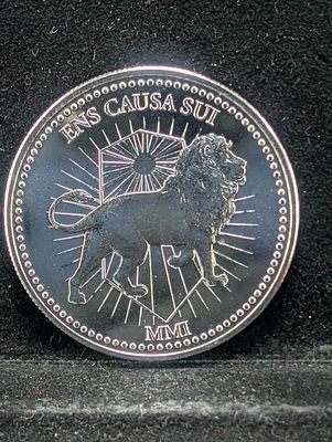 2001 MMI 1 oz .999 Fine Silver Private Mint Bullion Round featuring classical standing figure 