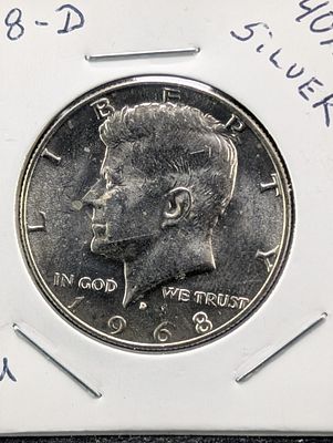 US 1968-D Kennedy Half Dollar, 40% Silver, KM-202a Condition PLEASE NOTE Some coins may have a 