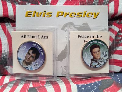 US A Pair of Colorized Elvis Presley Kennedy Half Dollars, Copper-Nickel Clad Condition PLEASE 