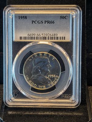US 1958 Half Dollar, Silver, KM-199, PCGS PR66 Condition PLEASE NOTE Some coins may have a 
