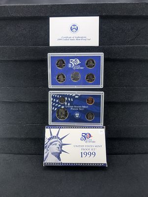 US 1999-S Proof Set In OGP w/COA, Clad Condition PLEASE NOTE Some coins may have a grade on the 