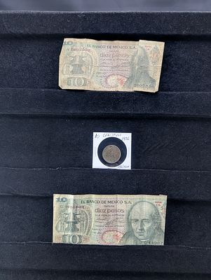 Mexico 1936-1969 Trio, 10 Centavos and 10 Pesos, Mixed Media, P-63/KM-431 Condition PLEASE NOTE 