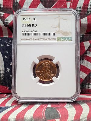 1957 PROOF Lincoln Wheat Cent - NGC PF68 RD Condition PLEASE NOTE Some coins may have a grade 