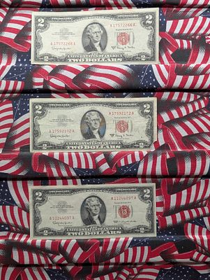 (1) 1963 & (2) 1963-A Series $2.00 RED SEAL Banknotes. (1) 1963 &amp; (2) 1963-A Series $2.00 