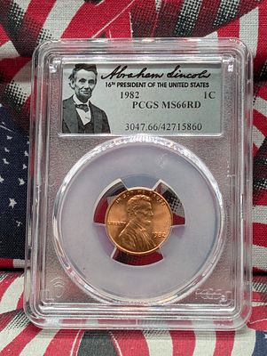 1982 Lincoln Memorial Cent - PCGS MS66 RD Condition PLEASE NOTE Some coins may have a grade on 