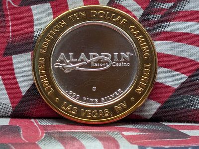 Limited Edition .999 FINE SILVER Center Aladdin Casino $10 Gaming Token in 