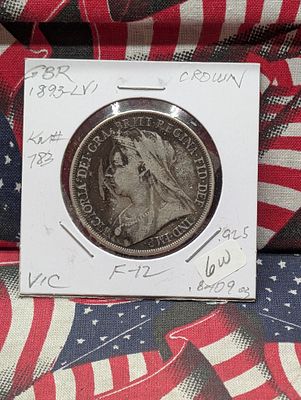 1893 Great Britain Crown Coin - 92.5% 14.138g Condition PLEASE NOTE Some coins may have a grade 