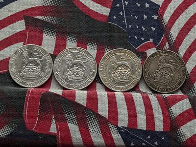 (4) Great Britain One Shilling Silver Coins 1906, 1907, 1908, 1910 Condition PLEASE NOTE Some 