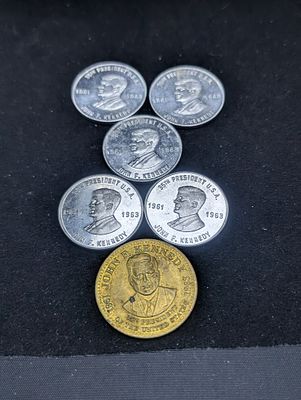 (6) JFK 35th President Vintage Commemorative Tokens Condition PLEASE NOTE Some coins may have a 