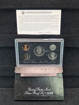 US 1993-S Silver Proof Set, 90% Silver Condition PLEASE NOTE Some coins may have a grade on the 