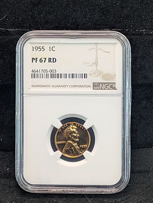 US 1955 1C, Copper, KM-132, NGC PF 67 RD Condition PLEASE NOTE Some coins may have a grade on 