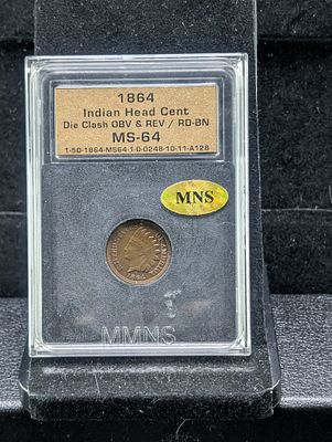 US 1864 Indian Head Cent, Bronze, KM-90a, MS-64 RD-BN by MNS Condition PLEASE NOTE Some coins 