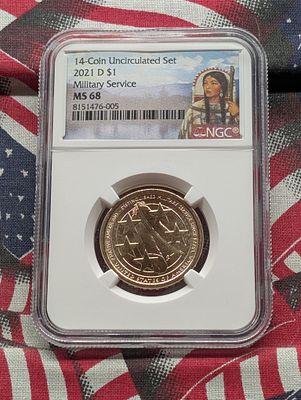 2021-D Sacagawea Military Service Dollar - NGC MS68 Condition PLEASE NOTE Some coins may have a 