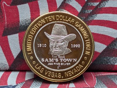 Limited Edition .999 FINE SILVER CENTER Sam's Town Casino Las Vegas, Nevada $10 Gaming 