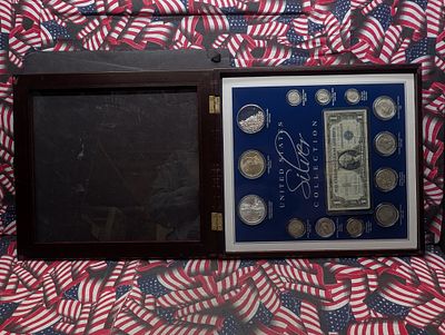 United States Silver Collection in Nice Wooden Display Box - 1957-B Silver Certificate, Twelve 