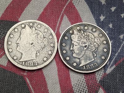 Two 1883 Liberty Head V-Nickels w/ No Cents Condition PLEASE NOTE Some coins may have a grade 