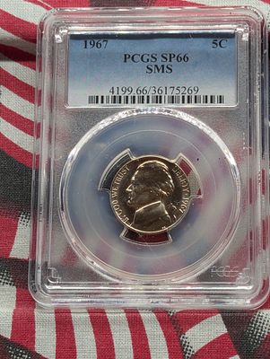 1967 SMS Jefferson Nickel - PCGS SP66 Condition PLEASE NOTE Some coins may have a grade on the 